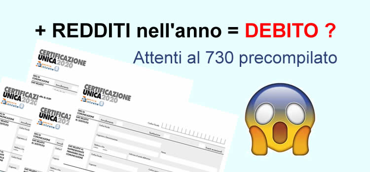 Piu cud nell'anno debito più redditi conguaglio 730 CU